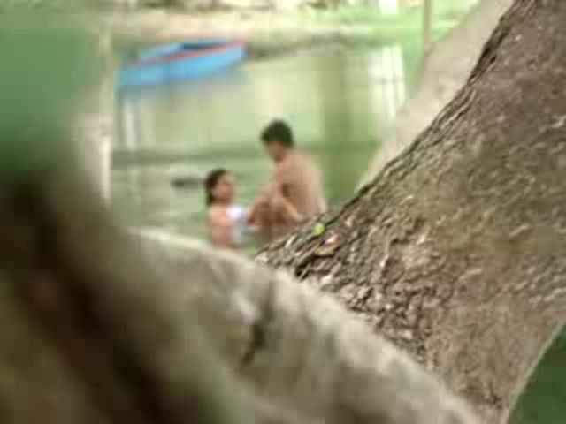 Horny couple having sex in river hidden cam